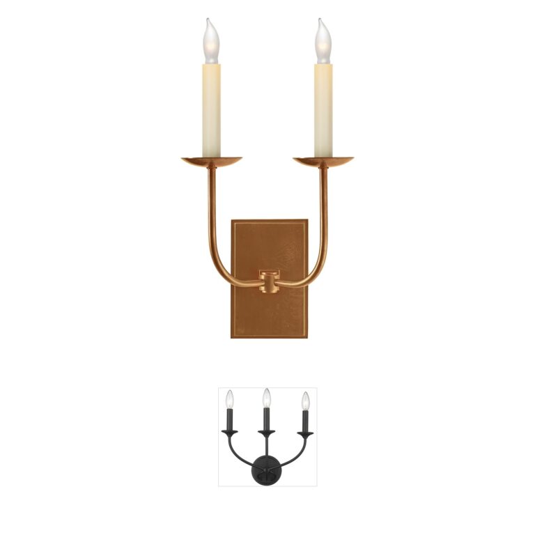 Visual Comfort Signature Collection Chapman & Myers TT Hand-Rubbed Antique Brass Double Sconce