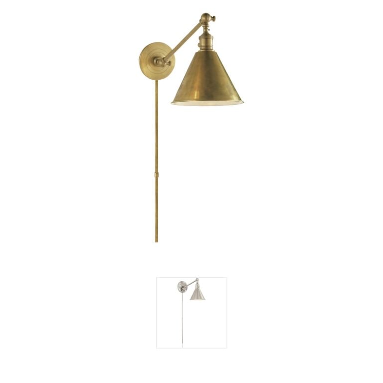 Visual Comfort Signature Collection Chapman & Myers Boston3 Hand-Rubbed Antique Brass Library Light