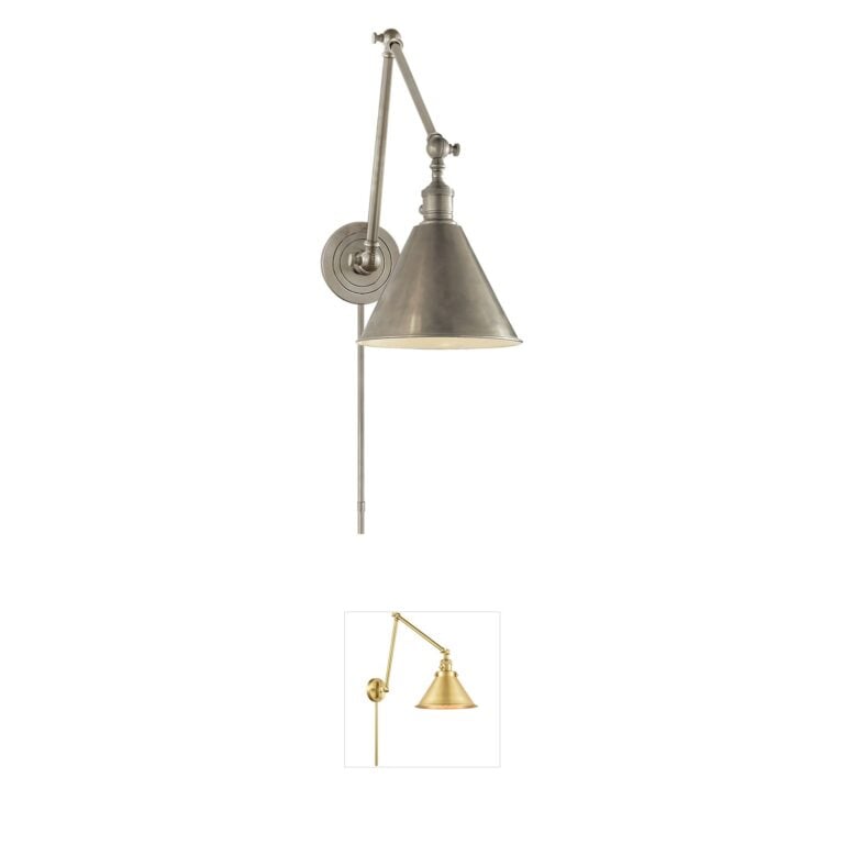 Visual Comfort Signature Collection Chapman & Myers Boston Double Arm Library Light in Antique Nickel