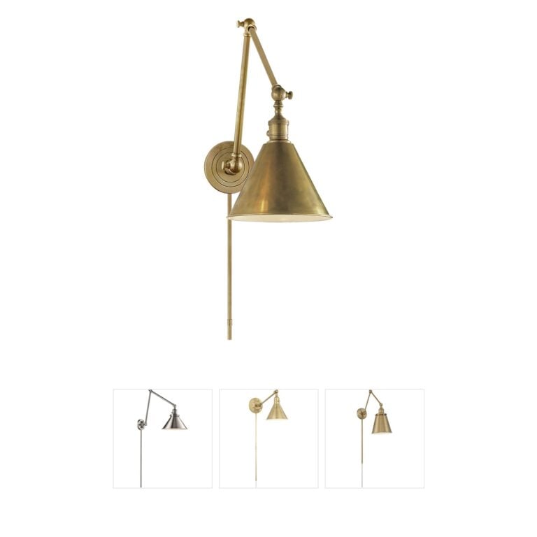 Visual Comfort Signature Collection Chapman & Myers Boston Brass Double Arm Library Light