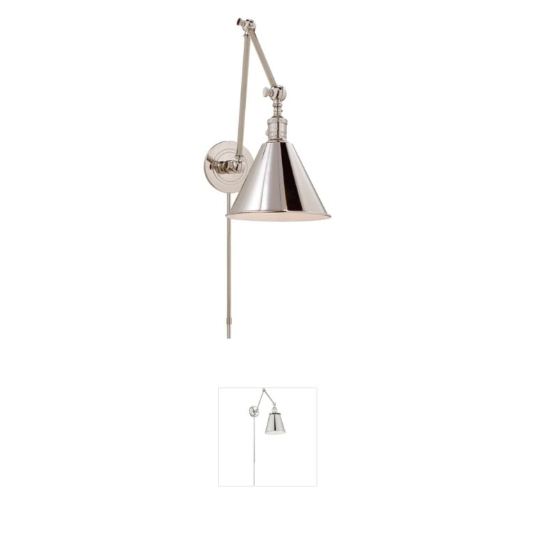 Visual Comfort Signature Collection Chapman & Myers Boston Polished Nickel Functional Double Arm Library Light