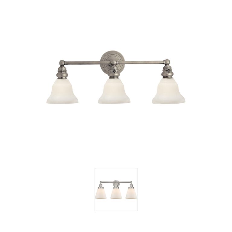 Visual Comfort Signature Collection Chapman & Myers Boston Antique Nickel Triple Bath Light