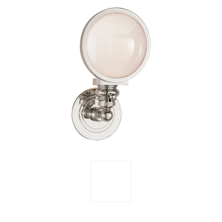 Visual Comfort Signature Collection Chapman & Myers Boston Polished Nickel Sconce with White Glass