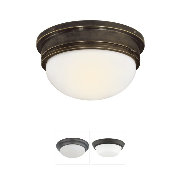 Visual Comfort Signature Collection Chapman & Myers Marine Bronze Flush Mount with White Glass