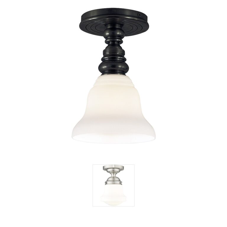 Visual Comfort Signature Collection Chapman & Myers Boston Bronze Flush Mount with White Glass