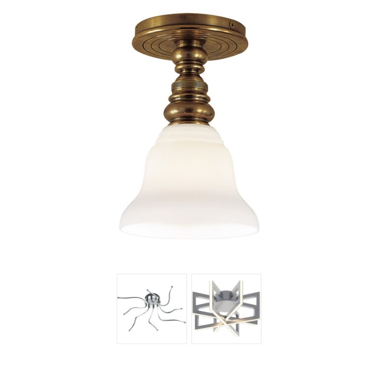 Visual Comfort Signature Collection Chapman & Myers Boston Brass Flush Mount with White Glass