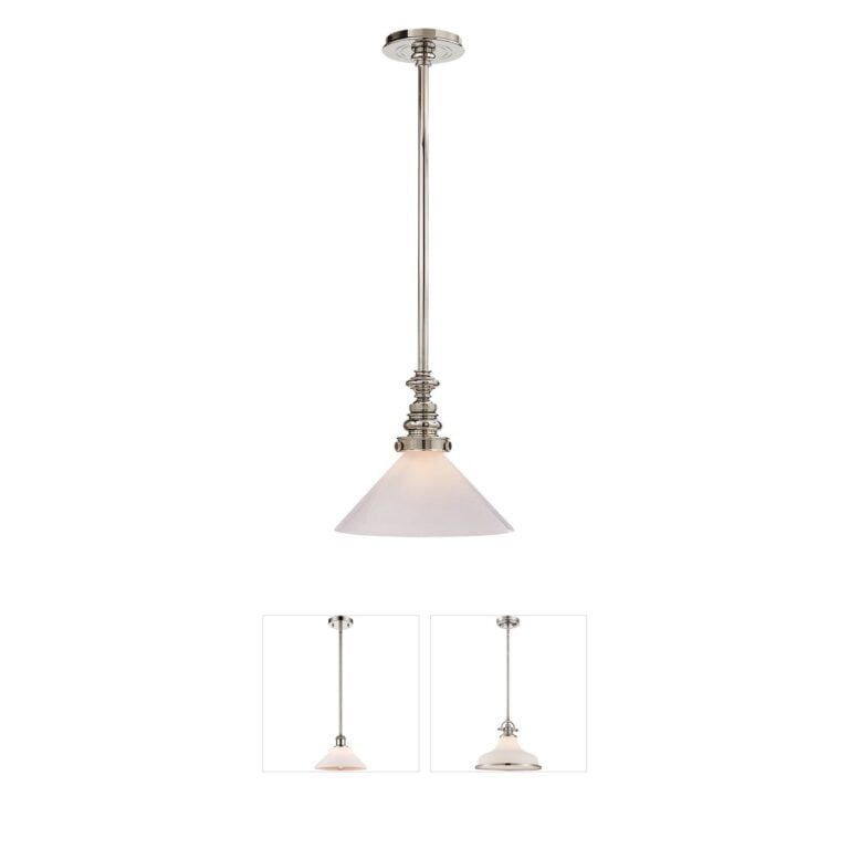 Visual Comfort Signature Collection Chapman & Myers Boston Polished Nickel Pendant with White Glass Slant Shade