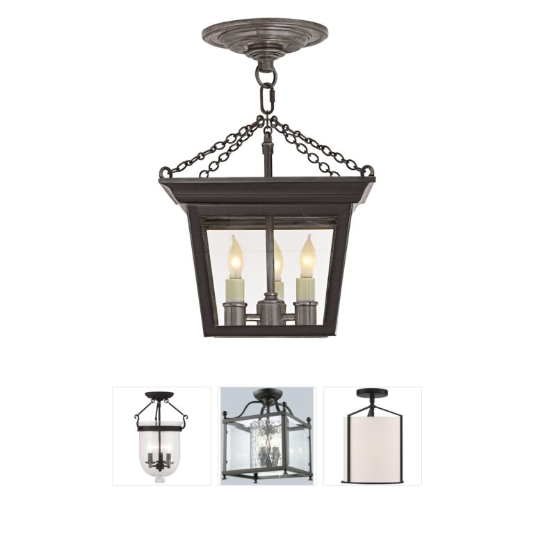Visual Comfort Signature Collection Chapman & Myers Cornice Blackened Rust Semi-Flush Lantern