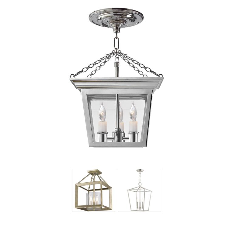 Visual Comfort Signature Collection Chapman & Myers Cornice Polished Nickel Semi-Flush Lantern