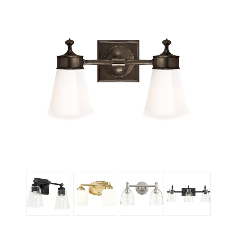 Visual Comfort Signature Collection Siena Bronze Double Sconce with White Glass