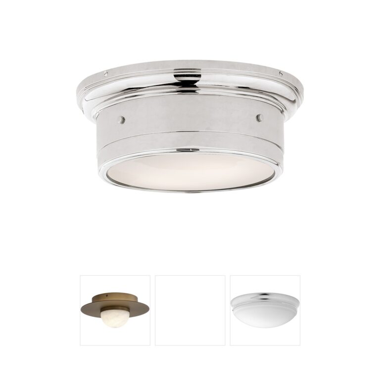 Visual Comfort Signature Collection Siena2 Polished Nickel Flush Mount with White Glass