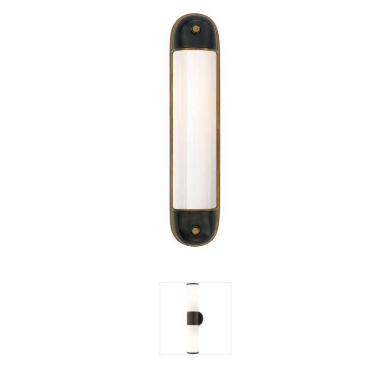 Visual Comfort Signature Collection Thomas O'Brien Selecta Bronze and Antique Brass Sconce with White Glass