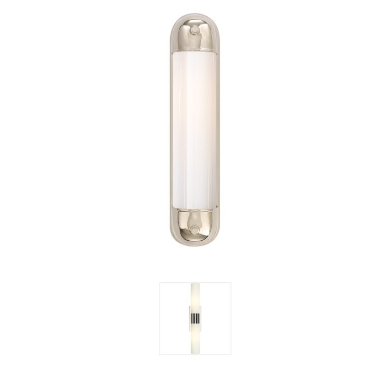 Visual Comfort Signature Collection Thomas O'Brien Selecta Polished Nickel Long White Glass Sconce