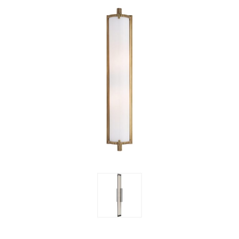 Visual Comfort Signature Collection Thomas O'Brien Calliope2 Brass and White Glass Tall Bath Light