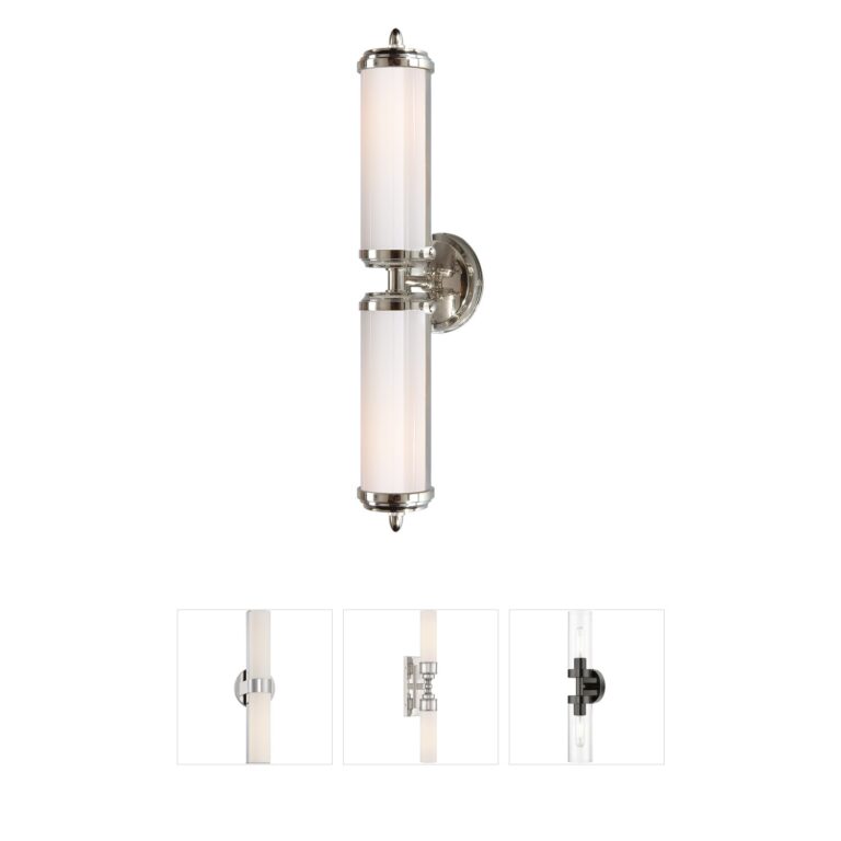 Visual Comfort Signature Collection Thomas O'Brien Merchant Chrome 2-Light Vanity with White Glass