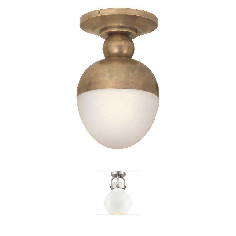 Visual Comfort Signature Collection Thomas O'Brien Clark White Glass Flush Mount