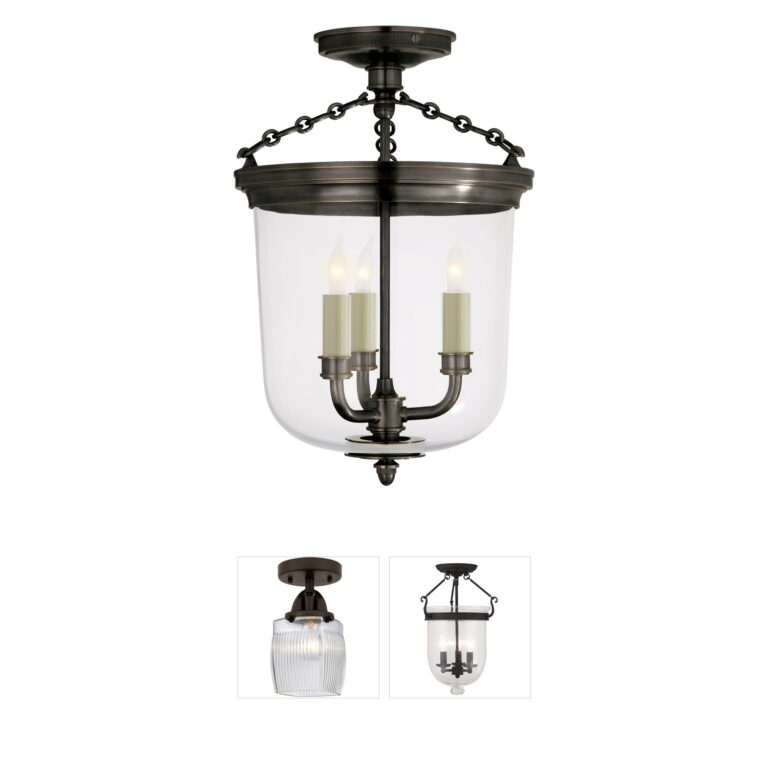 Visual Comfort Signature Collection Thomas O'Brien Merchant Bronze and Clear Glass Semi-Flush Mount
