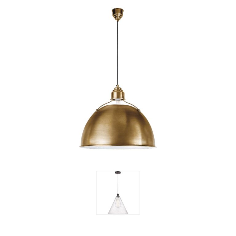 Visual Comfort Signature Collection Thomas O'Brien Eugene Large Pendant in Hand-Rubbed Antique Brass