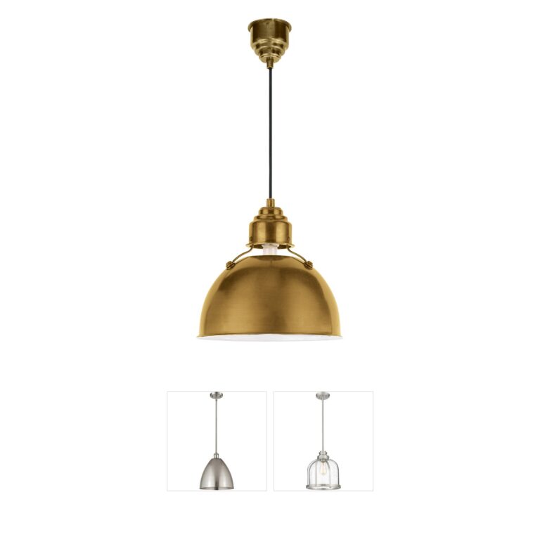 Visual Comfort Signature Collection Thomas O'Brien Eugene Hand-Rubbed Antique Brass Small Pendant