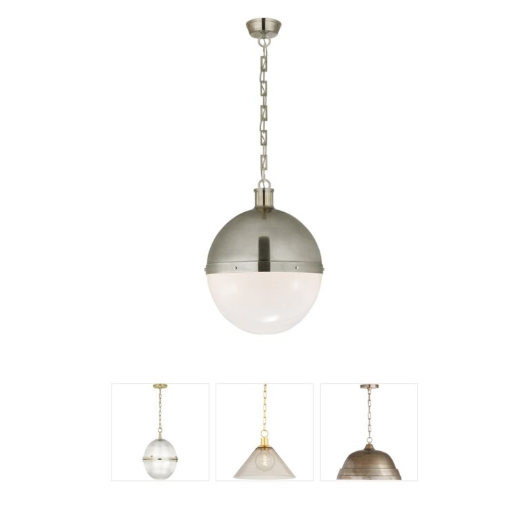 Visual Comfort Signature Collection Thomas O'Brien Hicks Antique Nickel and White Glass Pendant