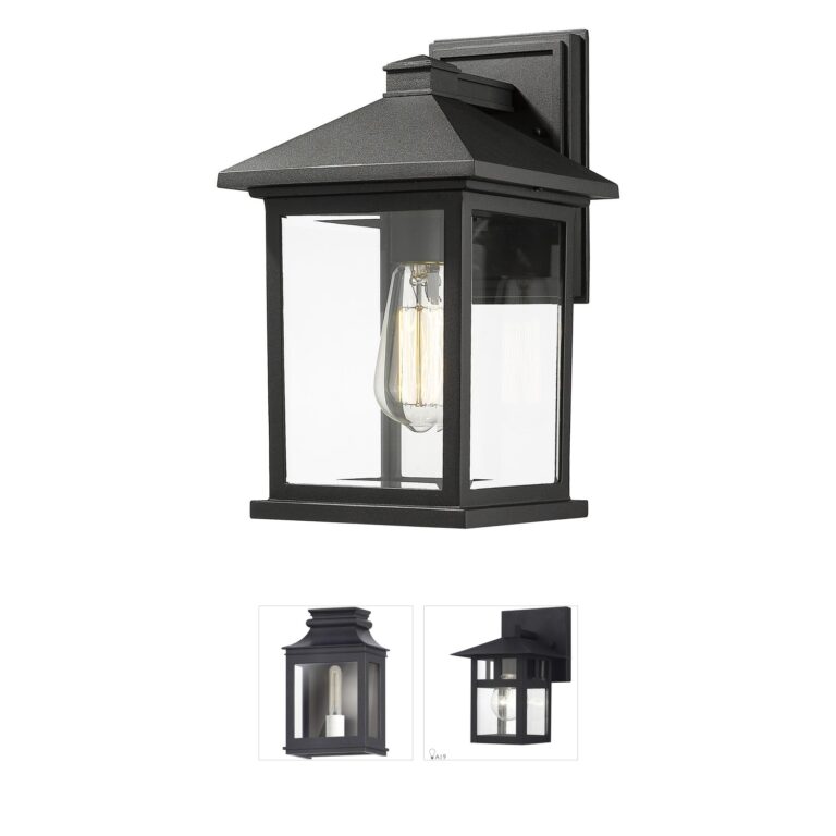 Z-Lite Portland Collection 1-Light Black Outdoor Wall Light with Clear Beveled Glass