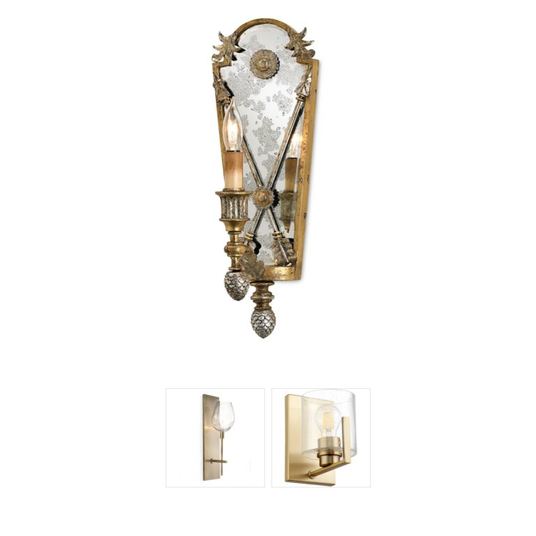 Currey & Company Napoli Gold Leaf & Antique Mirror Sconce