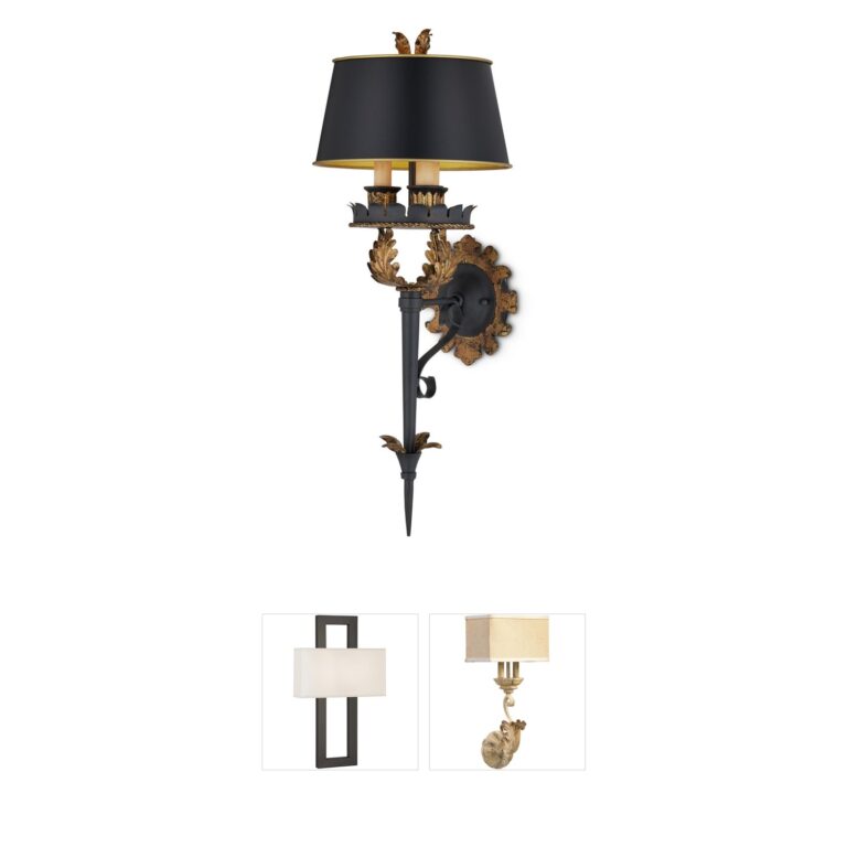 Currey & Company The Duke Gold Leaf and Black Wall Sconce