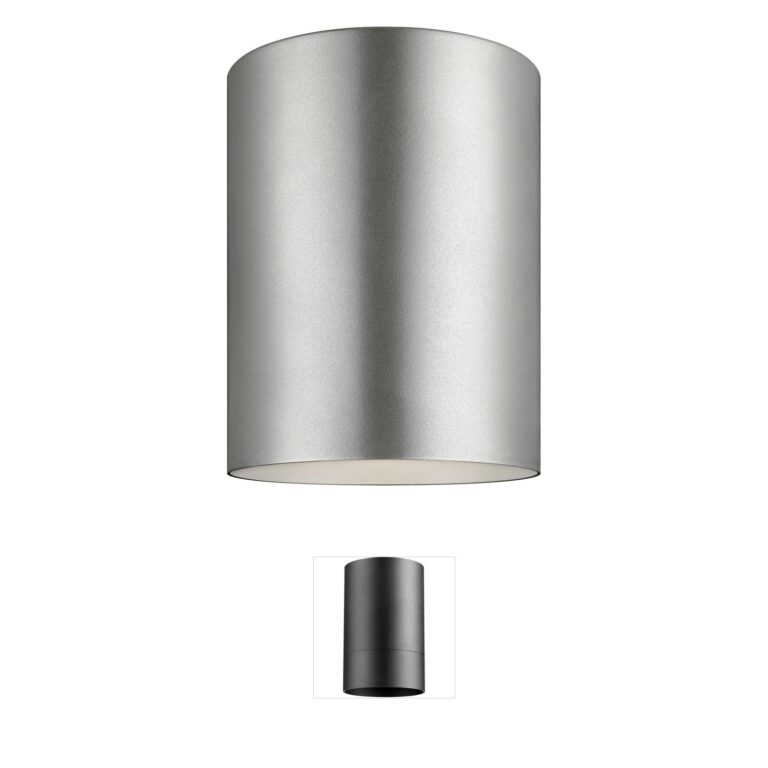 Visual Comfort Studio Collection Outdoor Cylinders Aluminum Flush Mount in Painted Brushed Nickel