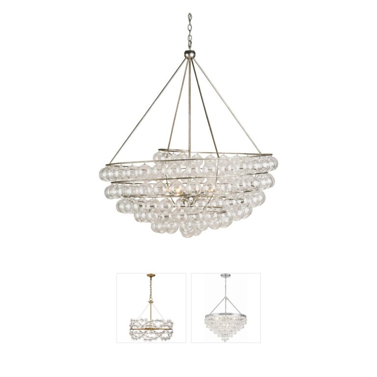 Currey & Company Stratosphere Wrought Iron and Glass Chandelier