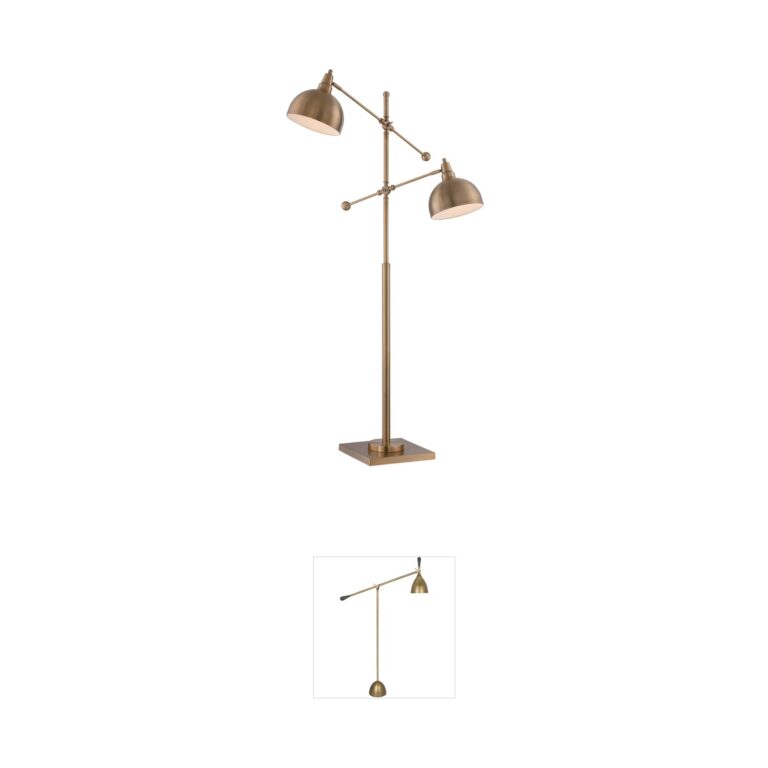 Lite Source Cupola 2-Light Brushed Brass Floor Lamp