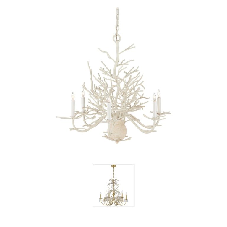 Currey & Company Seaward White Coral 6-Light Chandelier