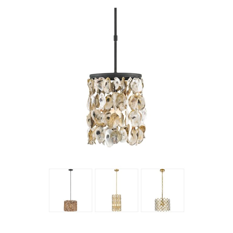 Currey & Company Stillwater Oyster Shell and Wrought Iron Pendant