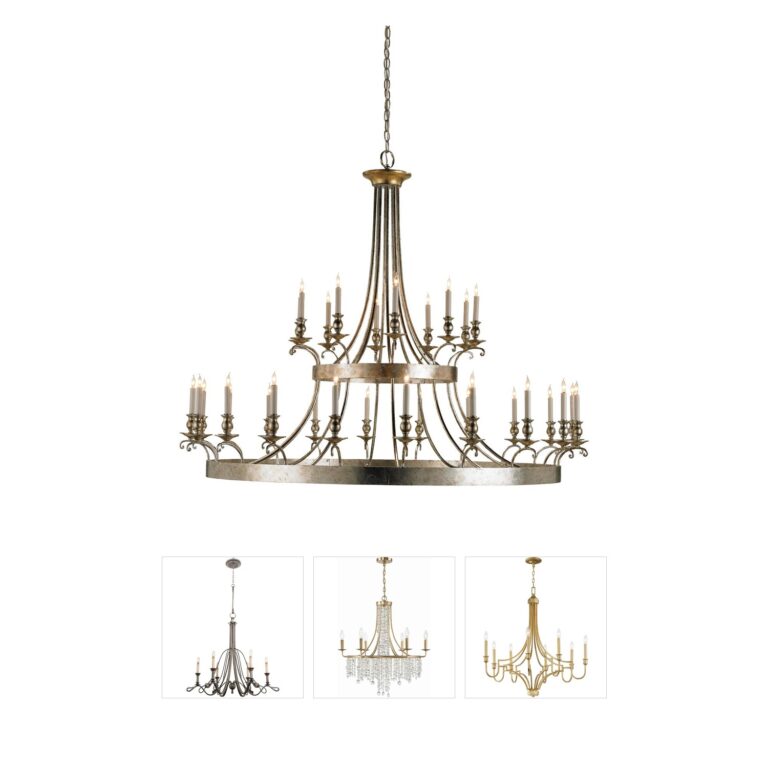 Currey & Company Lodestar Granello Silver Leaf Wrought Iron 30-Light Chandelier