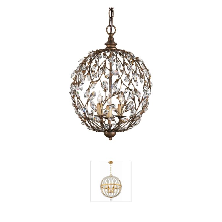 Currey & Company Crystal Bud Wrought Iron and Crystal Chandelier