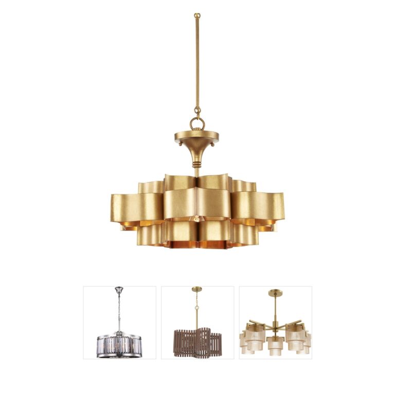 Currey & Company Grand Lotus Antique Gold Leaf Chandelier