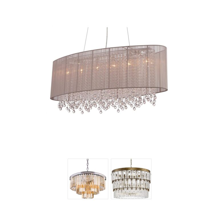 Avenue Lighting Beverly Dr. Oval Taupe Silk String Chandelier