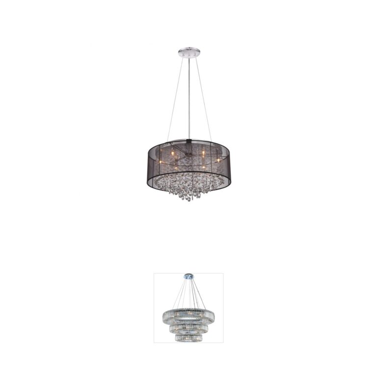 Avenue Lighting Riverside Dr. Black Organza Silk & Crystal Pendant
