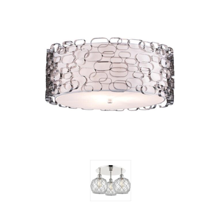 Avenue Lighting Ventura Blvd. Polished Nickel and Ivory Silk Flush Mount