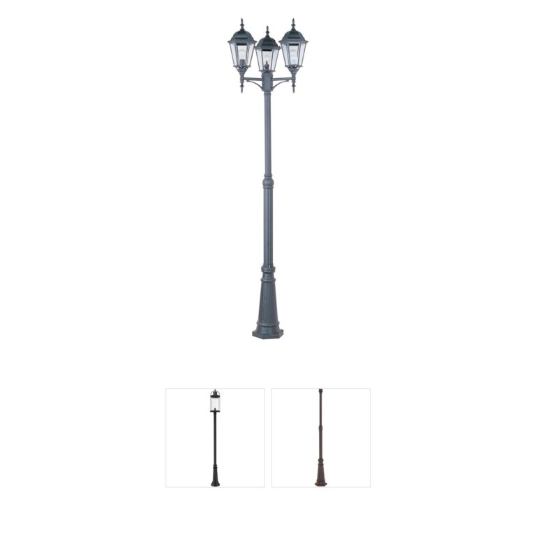 Maxim Lighting Poles 3-Light Black Aluminum Post Lantern