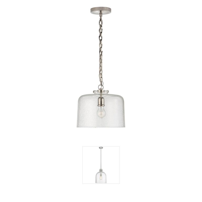 Visual Comfort Signature Collection Thomas O'Brien Katie5 Polished Nickel Seeded Glass Pendant
