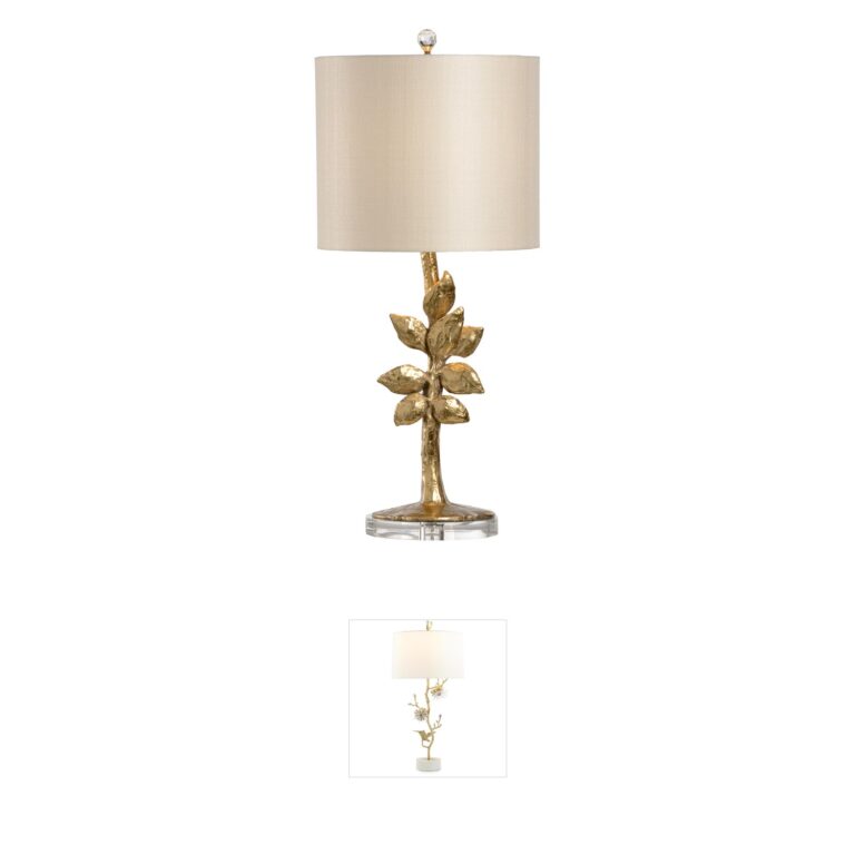 Wildwood Gold Leaf Composite Table Lamp with Eggshell Linen Shade