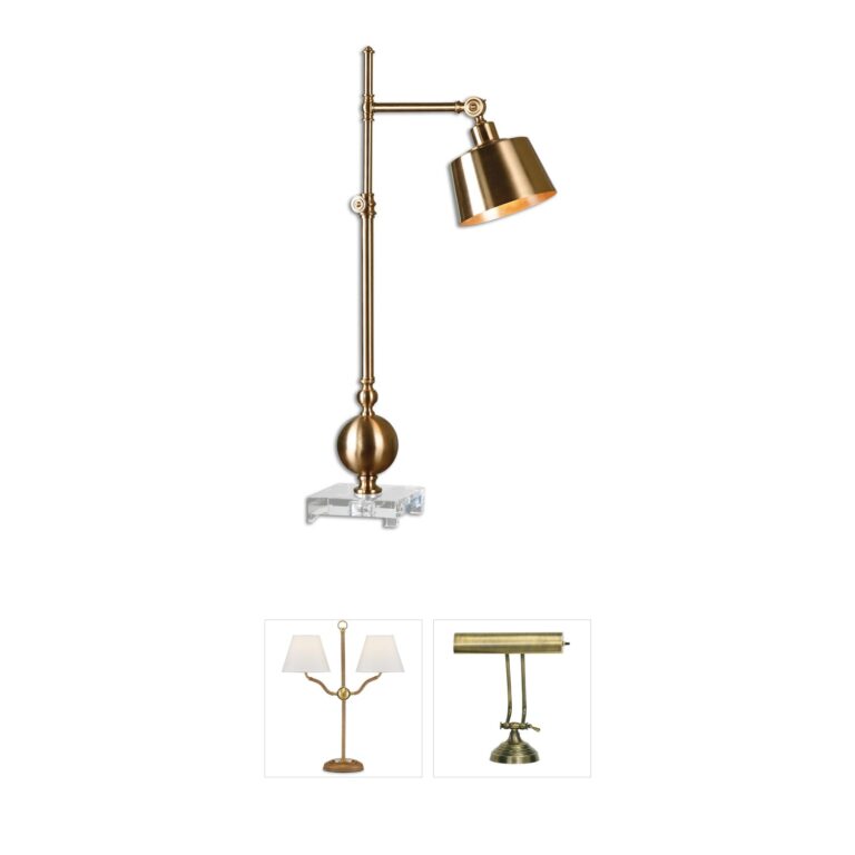 Uttermost Laton Brushed Brass Desk Lamp with Metal Shade