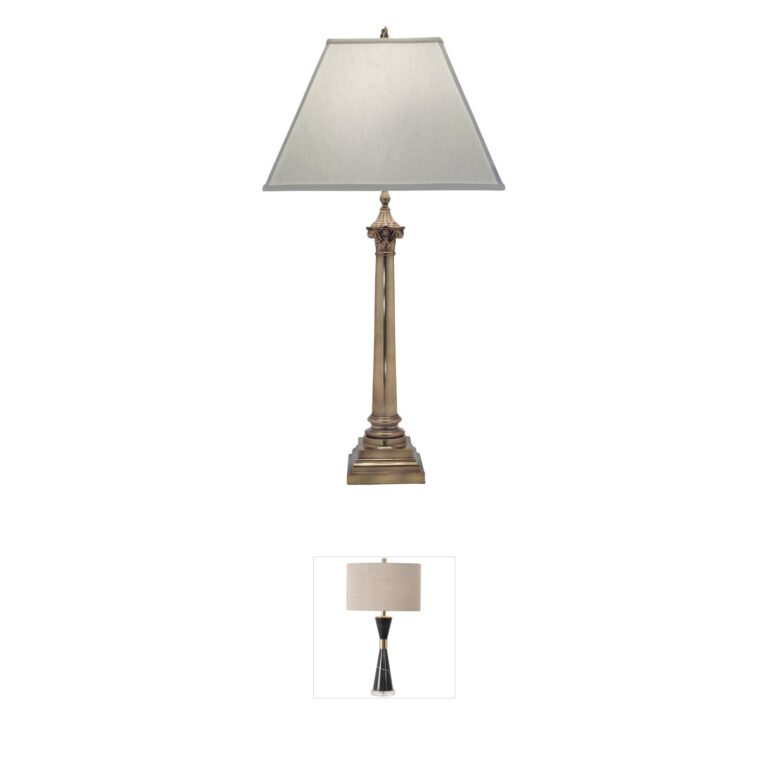 Stiffel Ellie Aged Brass Black Table Lamp with Pearl Supreme Shade