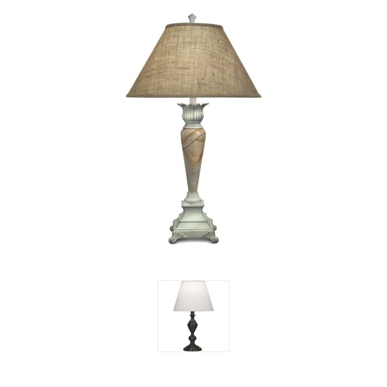 Stiffel Ellie Distressed White & Teakwood Marble Table Lamp
