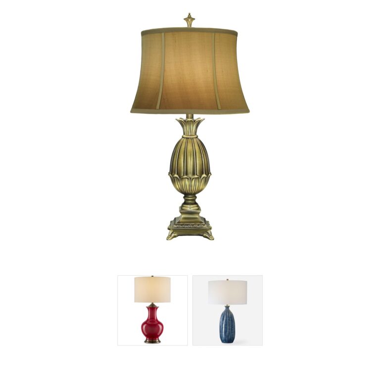 Stiffel Ellie Table Lamp in Florentine Artichoke with Tan Silk Shantung Shade