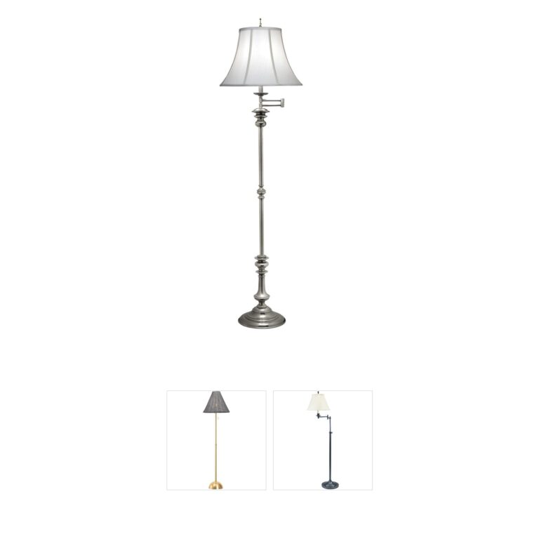 Stiffel Ellie Antique Nickel Floor Lamp with Silk Shade