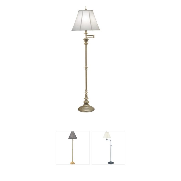 Stiffel Ellie Milano Silver Floor Lamp with Oyster Silk Shantung Shade