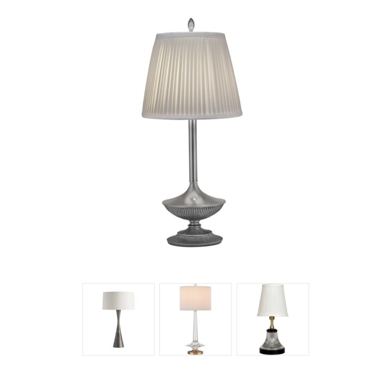 Stiffel Ellie Pewter Buffet Lamp with Off White Pleated Shade