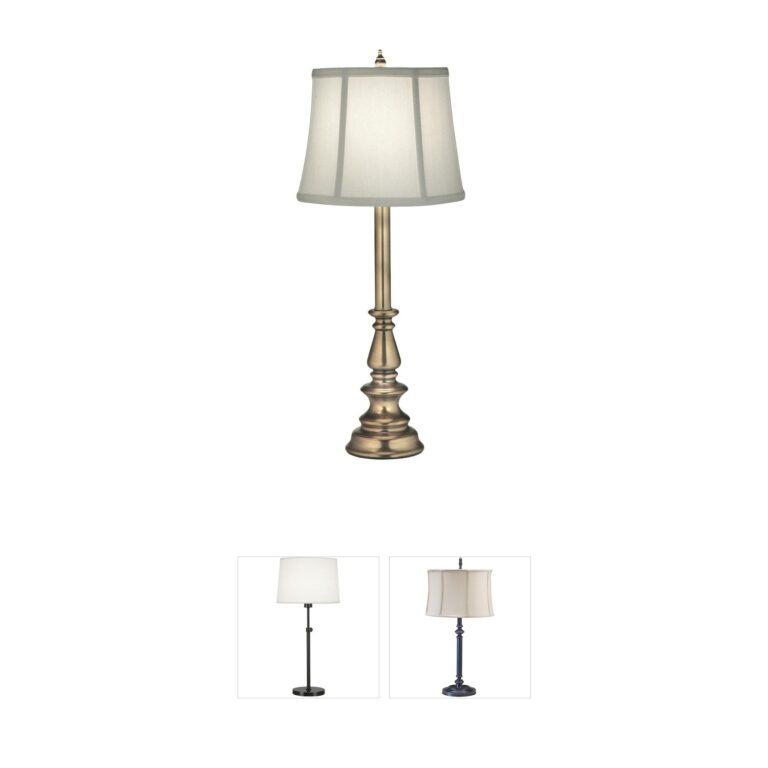 Stiffel Ellie Antique Brass Buffet Lamp with Ivory Shade