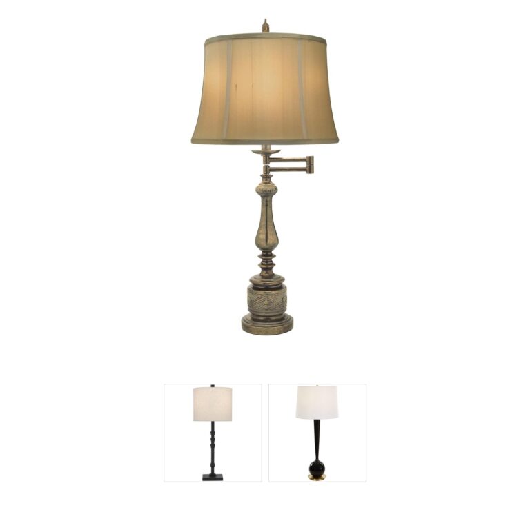 Stiffel Ellie Tortoise Shell Table Lamp with Tan Silk Shade
